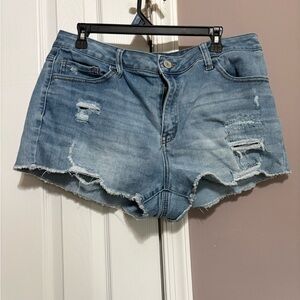 SO Light Blue Distressed Jean Shorts